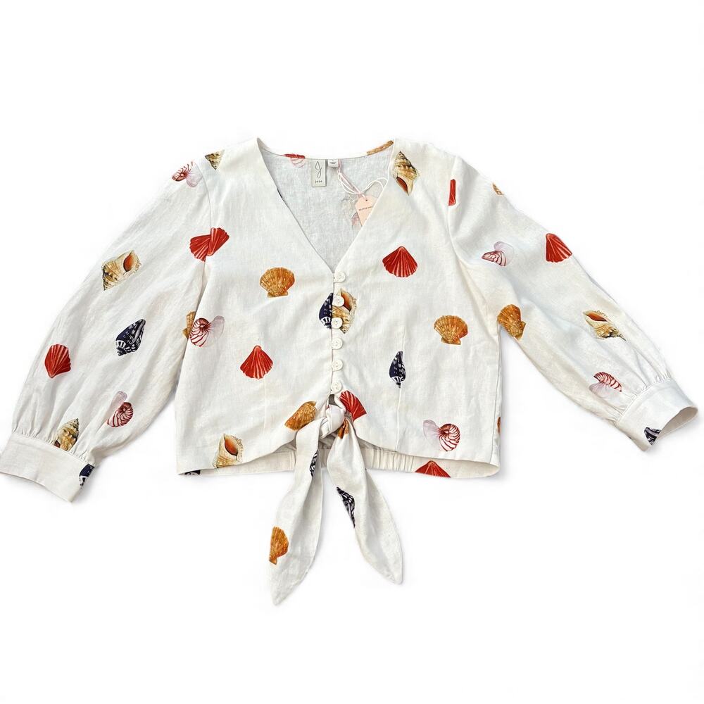 NWT Joie Shell Print Linen Top - Size 4